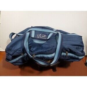 Verdi International Blue 3-Strap Zip Closure Pockets Duffle Bag Travel Gym